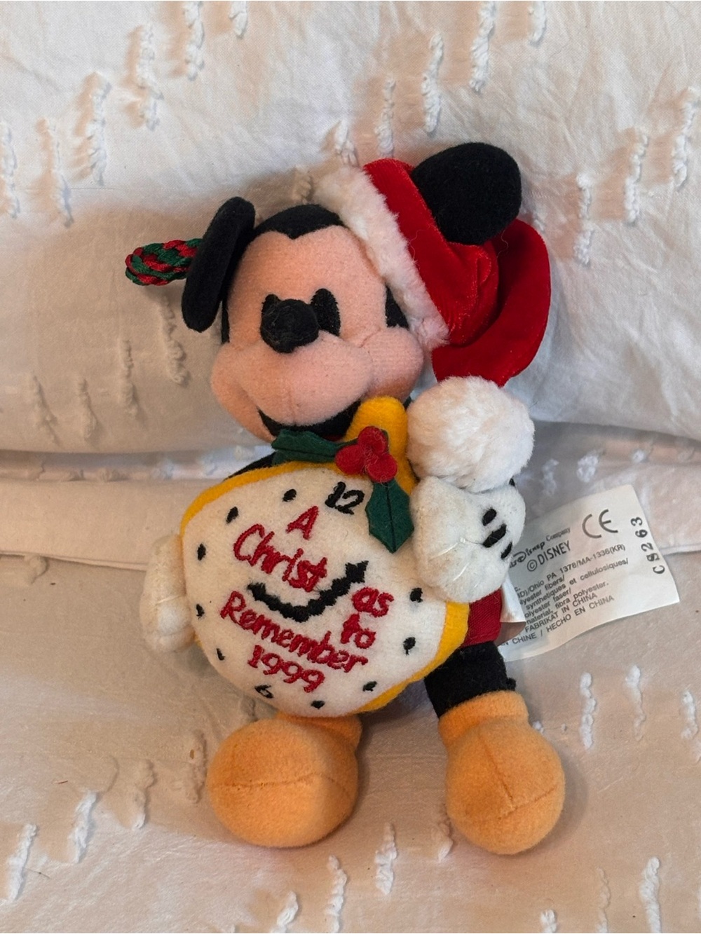 Vintage 1999 Mickey Mouse A Christmas to Remember 6” Plush Toy Ornament Holiday